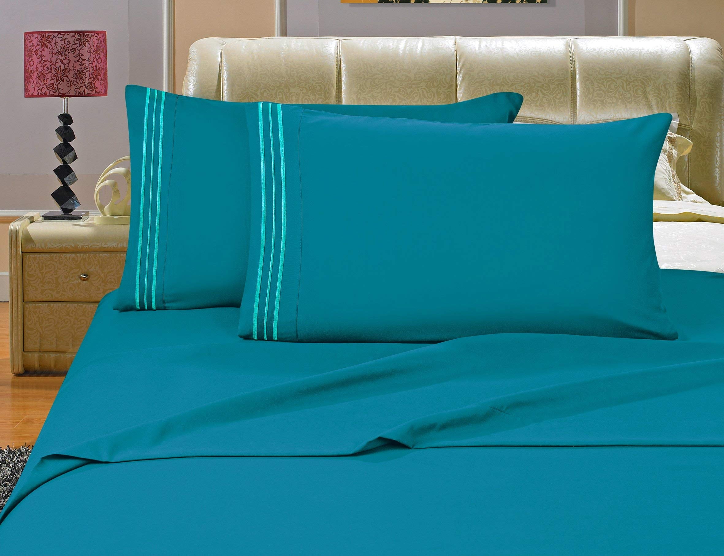 Queen Blue Egyptian Cotton Deep Pocket Sheet Set