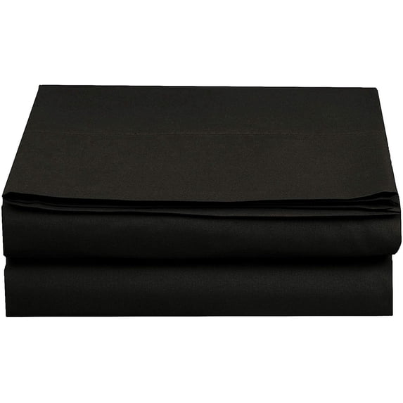 Elegant Comfort 1500 Premium Hotel Quality 1-Piece Flat Sheet, Softest Quality Microfiber - Twin Black