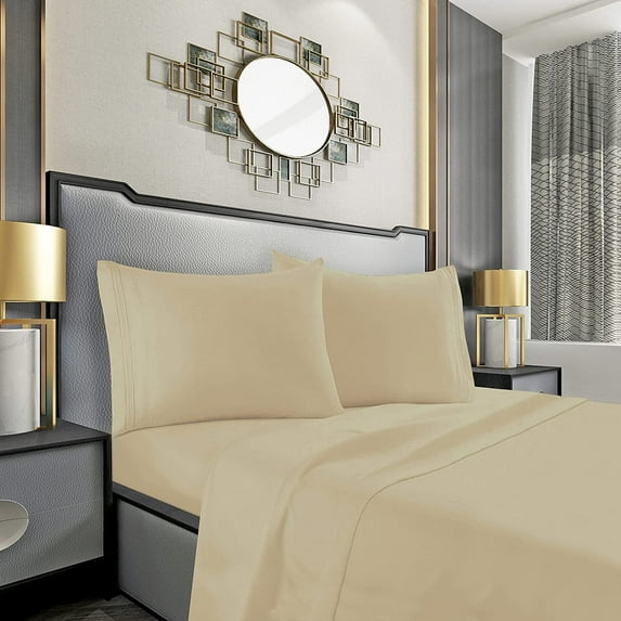 Elegant Comfort 1500 Series 2-Piece Pillowcase Set - Wrinkle, Fade and Stain Resistant - King Size, Cream