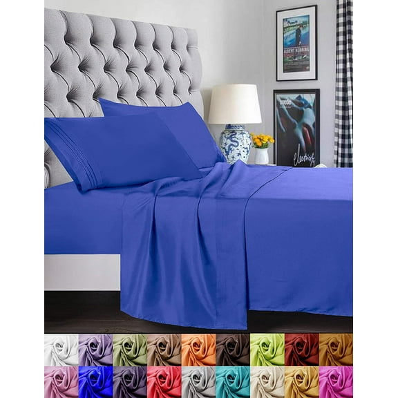 Elegant Comfort 1500 Collection 4-Pieces Bed Sheet Set - King Royal Blue