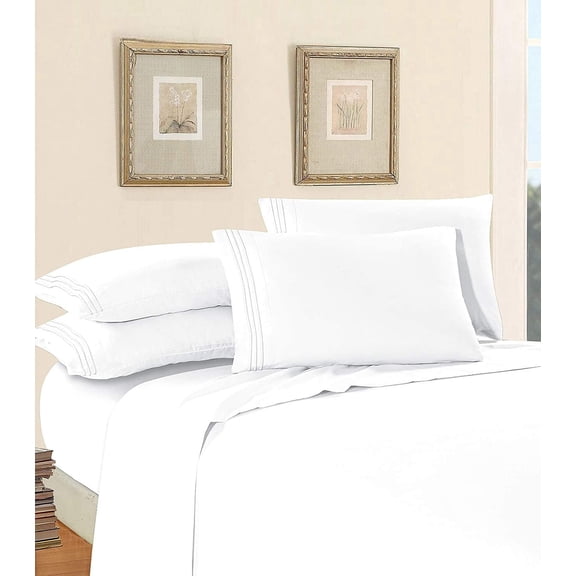 Elegant Comfort Queen Sheet Set, 4-Piece Cooling Microfiber Bedding Set, Wrinkle and Fade Resistant, White