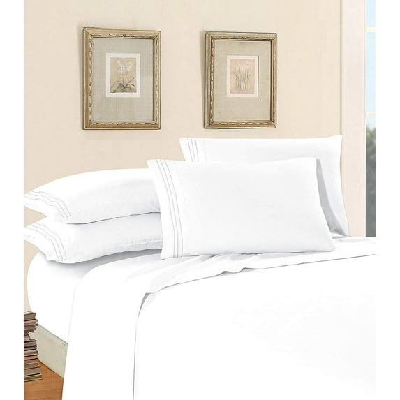 Twin/Twin XL Hotel Luxury 4 Piece Deep Pocket Sheets, Ultra Soft Microfiber Bed Sheets , White