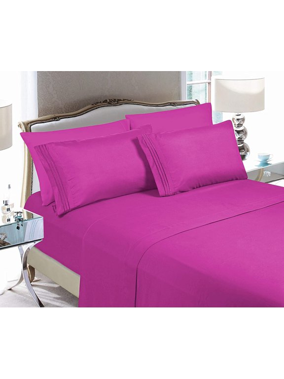 1500 Series 4pcs Sheet Set - Many SIZES AND COLORS, Queen Hot Pink