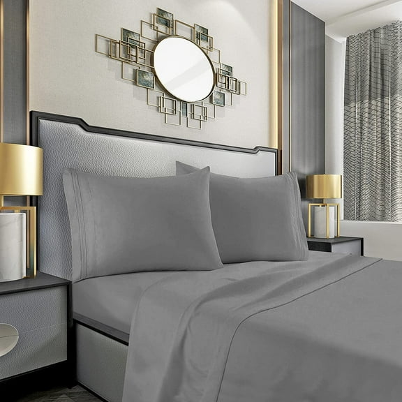 Elegant Comfort 1500 Series Bed Sheets, 4-Piece Set, California King, Grey