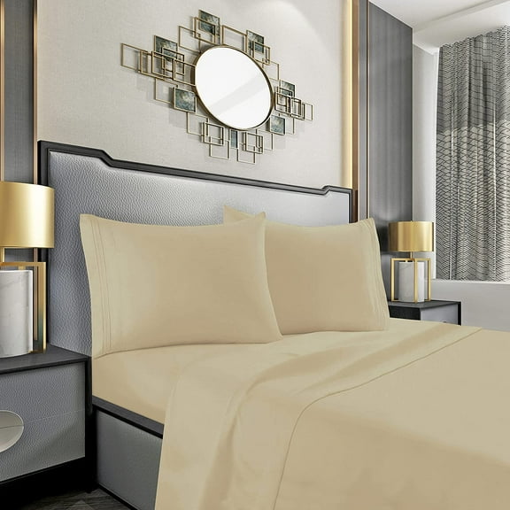 Elegant Comfort 1500 Series Bed Sheets, 4-Piece Set, Queen, Cream