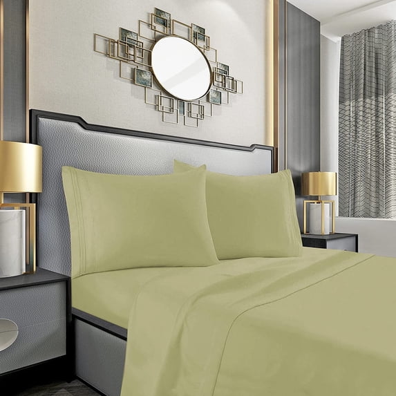 Elegant Comfort 1500 Series Bed Sheets, 4-Piece Set, Queen, Sage/Green