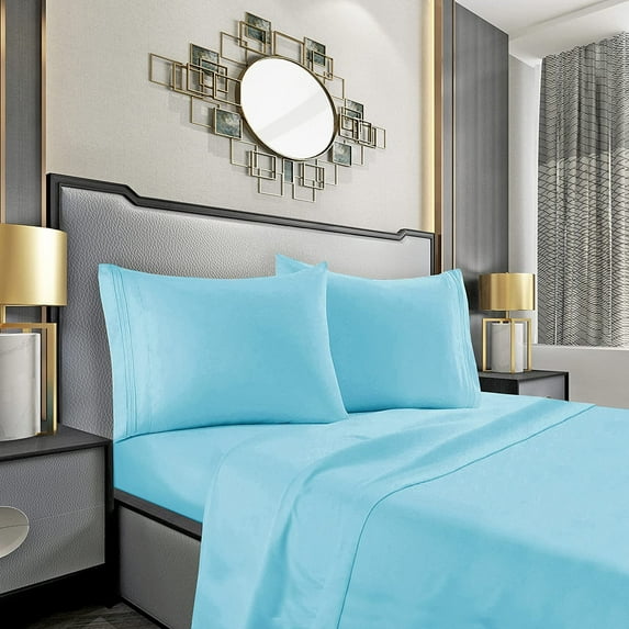 Elegant Comfort 1500 Series Bed Sheets, 4-Piece Set, Twin/Twin XL, Aqua Blue