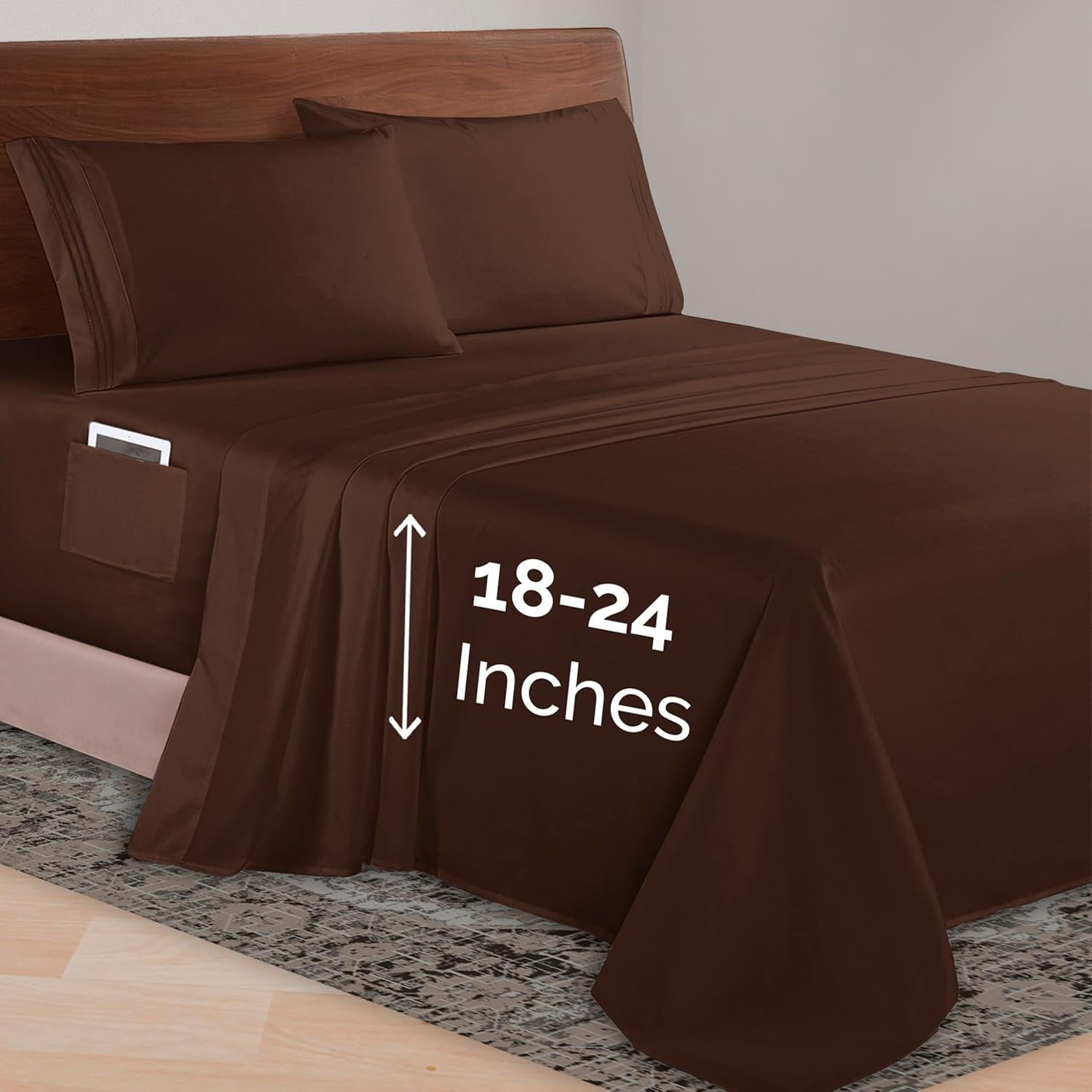 Elegant Comfort Luxury 1500 Microfiber Sheet Set – Hotel Quality, Deep Pocket 18-24 Inch, Full Size, Burgundy, 4-Piece