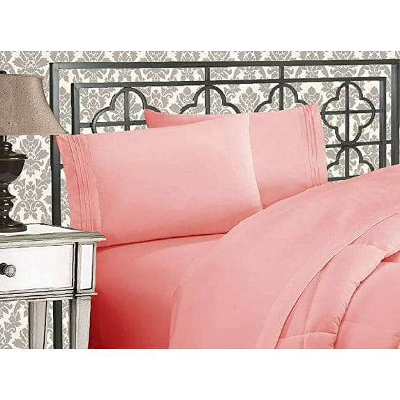 Elegant Comfort 1500 Series Count Wrinkle & Fade Resistant Microfiber 4-Piece Bed Sheet Set with Deep Pockets, California King, Dusty Rose