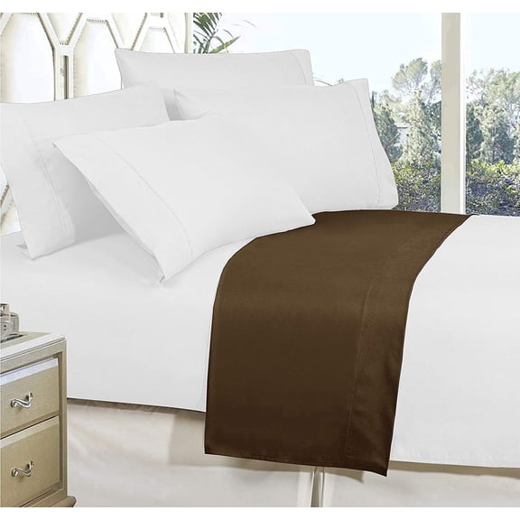 Elegant Comfort 1500 Series Durability Wrinkle Fade-resistant Flat Sheet, King, Chocolate Brown