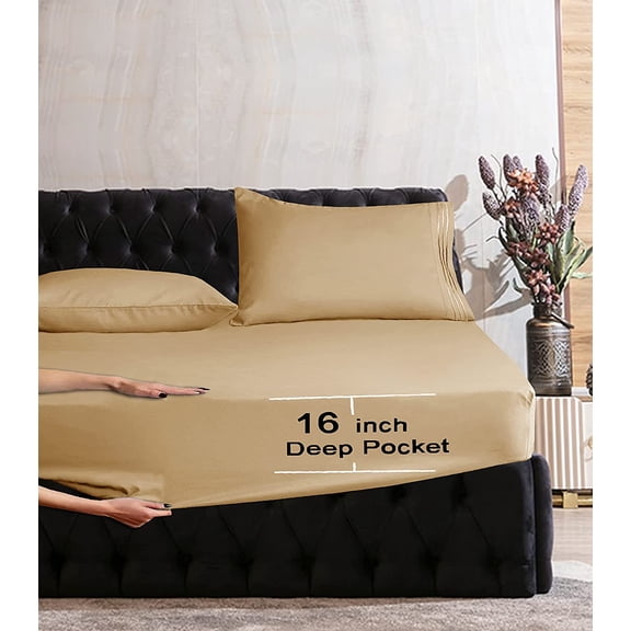 Elegant Comfort 1500 Series Hotel Luxury Microfiber 1-Piece Fitted Sheet, California King, Gold