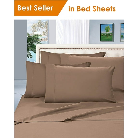 Elegant Comfort® 1500 Series Microfiber Deep Pocket Bedroom Sheet Set, California King, Taupe