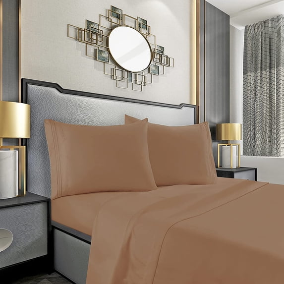Elegant Comfort 1500 Series Bed Sheets, 4-Piece Set, California King, Taupe