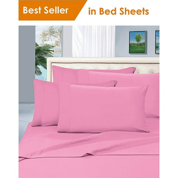 Elegant Comfort® 1500 Series Microfiber Deep Pocket Bedroom Sheet Set, Full Light Pink