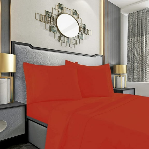 Elegant Comfort 1500 Series Microfiber Deep Pocket Bedroom Sheet Set, Full, Rust