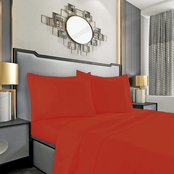 Elegant Comfort 1500 Series Microfiber Deep Pocket Bedroom Sheet Set, Full, Rust