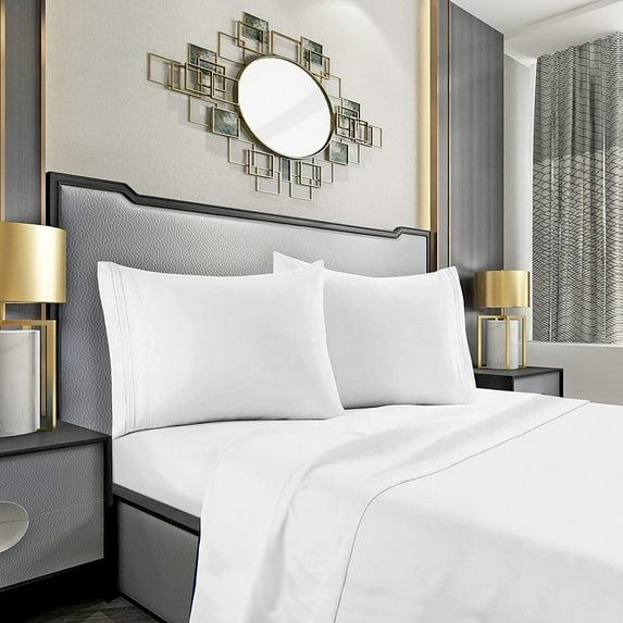 Elegant Comfort 1500 Series Microfiber Deep Pocket Bedroom Sheet Set, Full, White