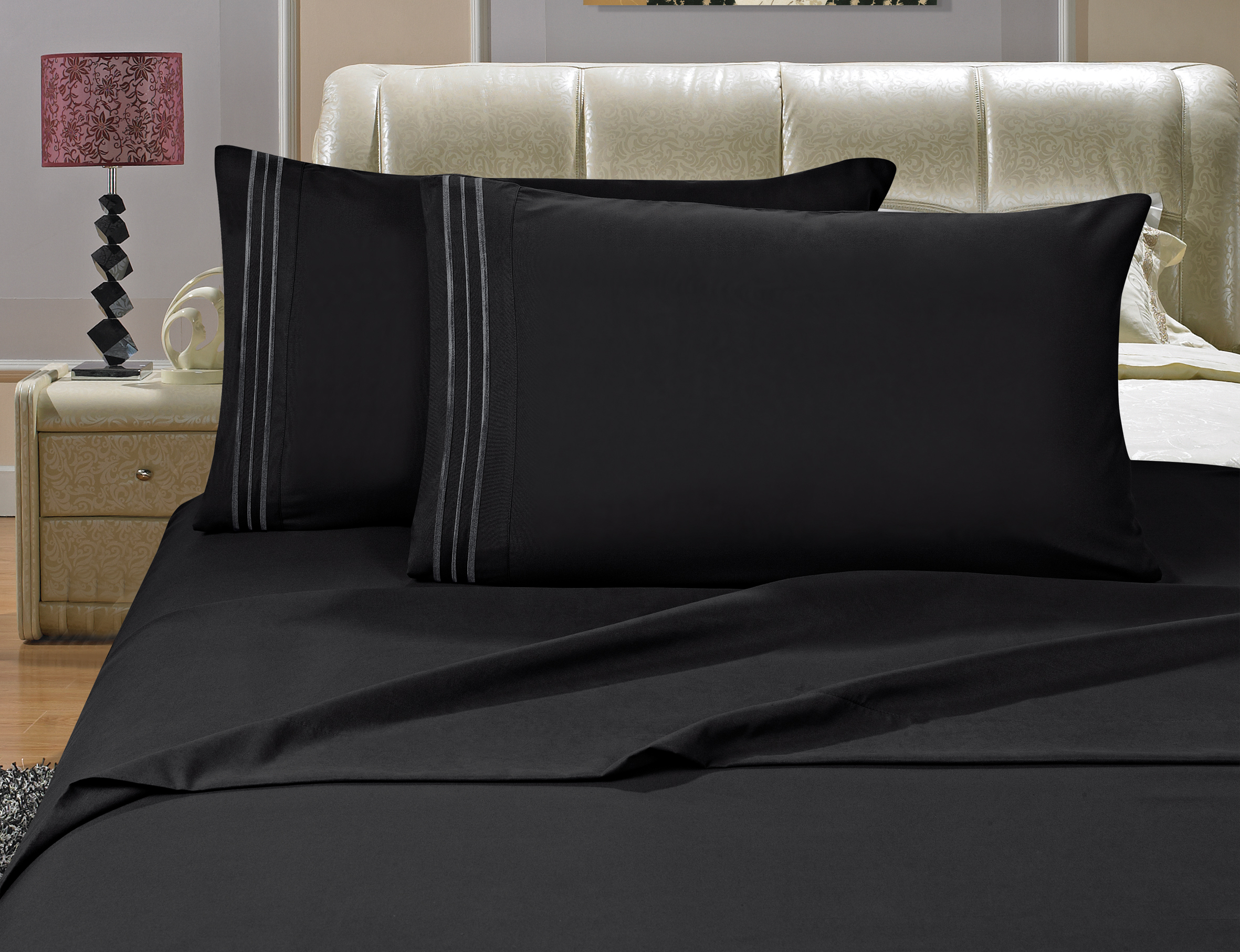 Elegant Comfort? 1500 Series Microfiber Deep Pocket Bedroom Sheet Set, Queen Black - image 1 of 1