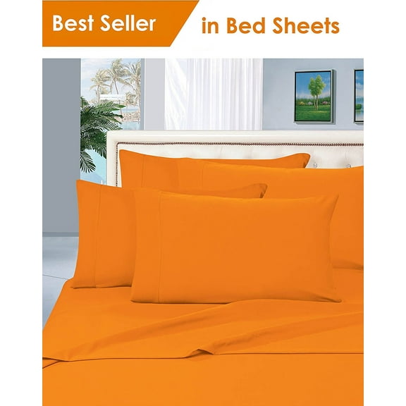 Elegant Comfort 1500 Series Microfiber Deep Pocket Bedroom Sheet Set, Queen Vibrant Orange