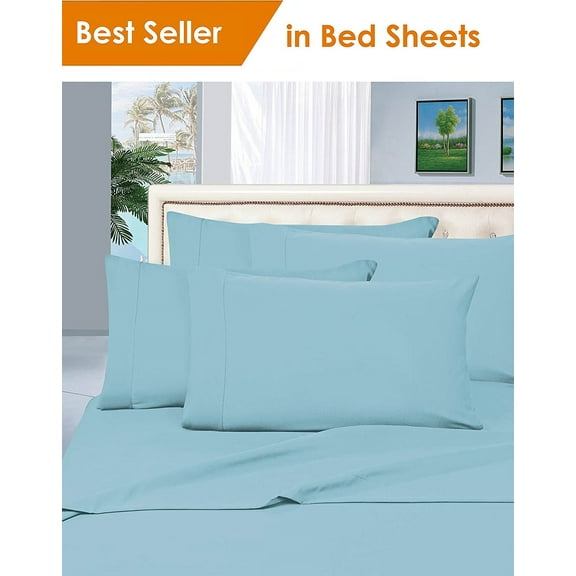 Elegant Comfort 1500 Series Microfiber Deep Pocket Bedroom Sheet Set, Twin Aqua Blue