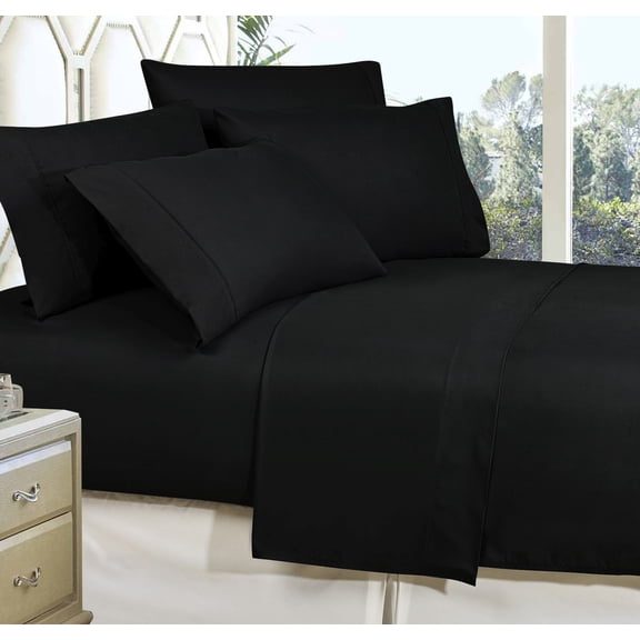 Elegant Comfort® 1500 Series Microfiber Deep Pocket Bedroom Sheet Set, Twin Black