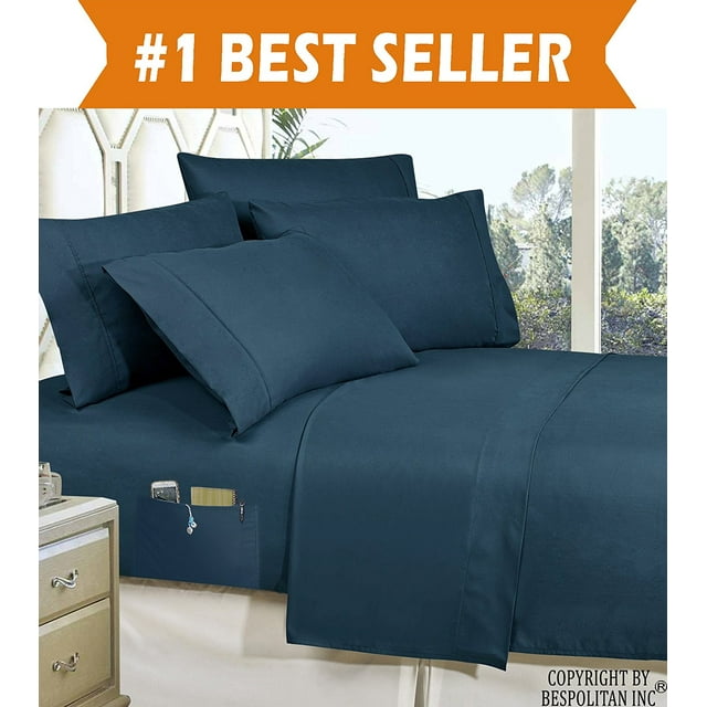 Elegant Comfort 1500 Series Navy Blue Microfiber Sheet Sets, Full, Soft to the Touch, Deep