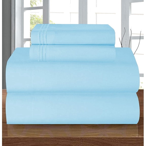 Silky Microfiber Bed Sheet Set, 1500 Series Ultra Soft, Deep Pocket up to 16", Wrinkle & Fade Resistant, Breathable Cooling Bedding Set, Queen Aqua Blue