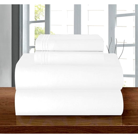 Silky Microfiber Bed Sheet Set, 1500 Series Ultra Soft, Deep Pocket up to 16", Wrinkle & Fade Resistant, Breathable Cooling Bedding Set, Queen White