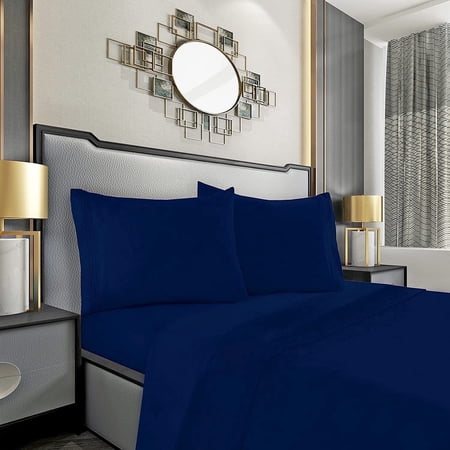 Elegant Comfort 1500 Series Soft 2pc PILLOW CASES, All Sizes and Colors, King Pillowcase Set, Navy Blue
