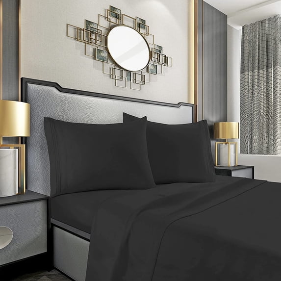 Elegant Comfort® 1500 Series Soft 4pc Sheet Set, All Sizes and Colors, Full, Black