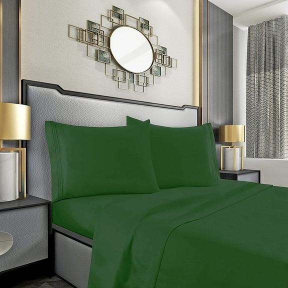 Elegant Comfort® 1500 Series Soft 4pc Sheet Set, All Sizes and Colors, Queen, Hunter Green