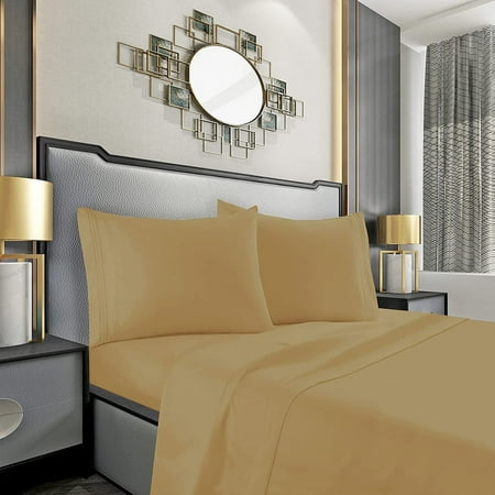 Elegant Comfort® 1500 Series Soft 4pc Sheet Set, All Sizes and Colors, Queen, Gold