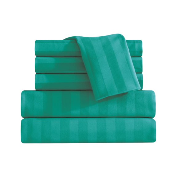 Elegant Comfort 1500 Series Stripe Bed Sheet Set, 6 Piece, Ultra Soft Microfiber, Deep Pocket, Wrinkle & Fade Resistant, Twin, Turquoise