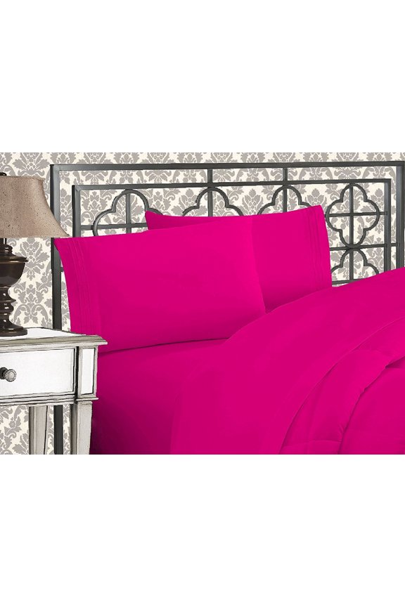 ® 1500 Series Super Soft Wrinkle Free 4 pc Sheet Set, Deep Pocket - All size and Colors , Queen Pink