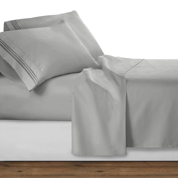 Elegant Comfort ® 1500 Series Super Soft Wrinkle Free 4 pc Sheet Set, Deep Pocket - All size and Colors , Queen Silver