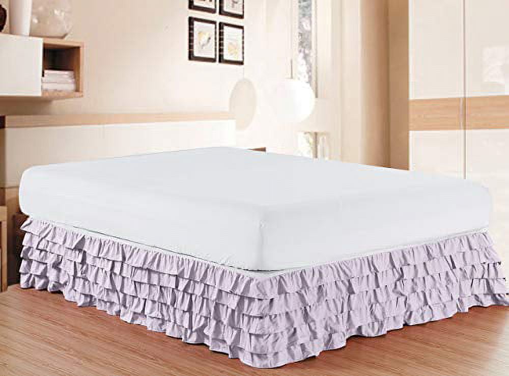 Elegant Comfort 1500 Series Wrinkle and Fade Resistant Egyptian Quality Microfiber Multi-Ruffle Bed Skirt - 15inch Drop, California King, Lilac/Lavender