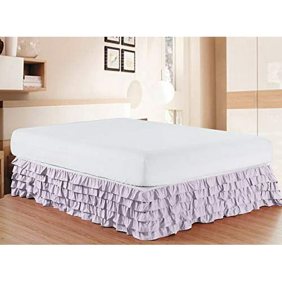 Elegant Comfort 1500 Series Wrinkle and Fade Resistant Egyptian Quality Microfiber Multi-Ruffle Bed Skirt - 15inch Drop, California King, Lilac/Lavender