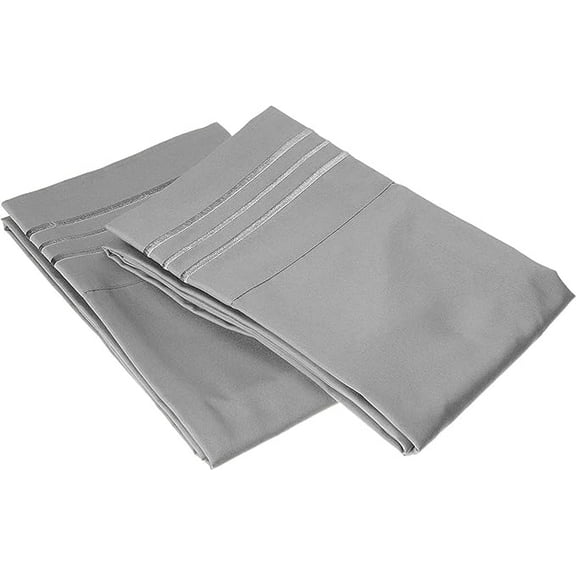 Elegant Comfort 1500 Series Wrinkle & Fade Resistant Microfiber Ultra Soft Luxurious 2-Piece Pillowcases, King Size, Silver