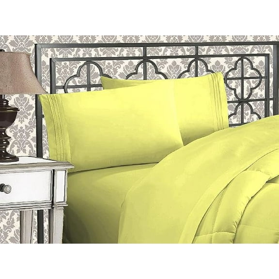 Elegant Comfort 1500 Series Wrinkle & Fade Resistant Soft 4-Piece Bed Sheet Set with Deep Pockets, Full, Pistachio Green