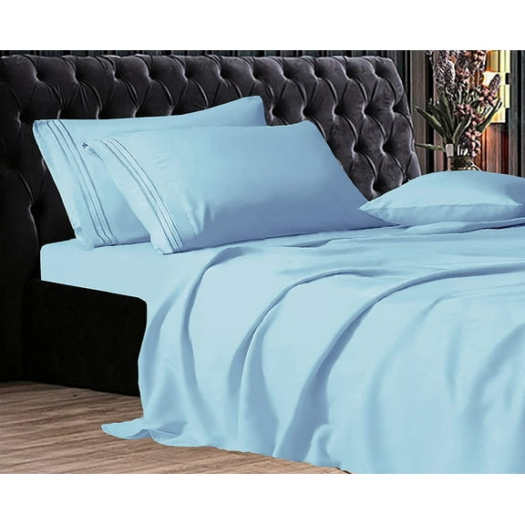 Elegant Comfort 1500 Series Wrinkle & Fade Resistant Ultra Soft 4-Piece Bed Sheet Set with Deep Pockets, Queen Aqua Blue