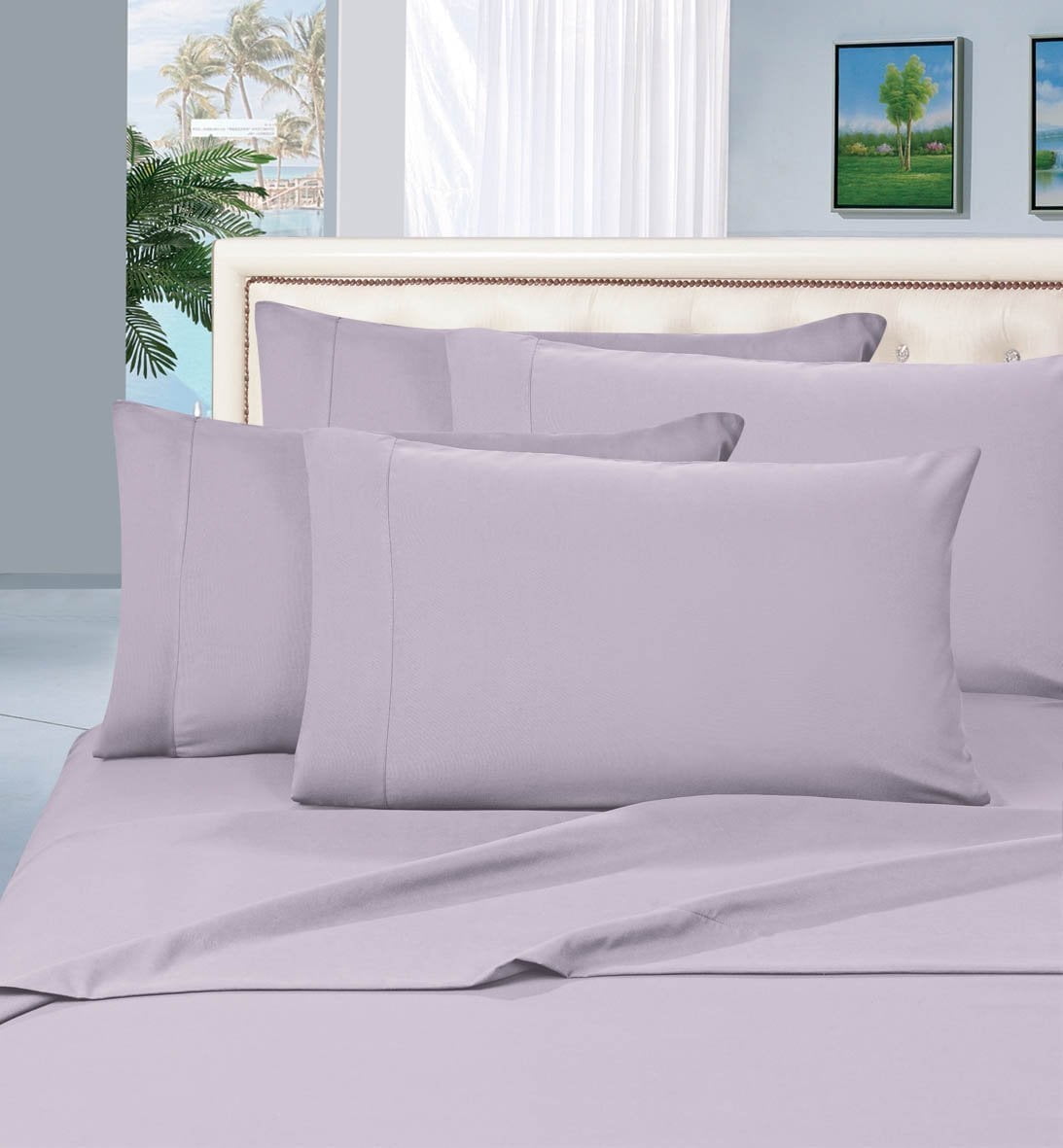 Lilac King Size Hypoallergenic Cotton Pillowcases, 1500 Thread Count
