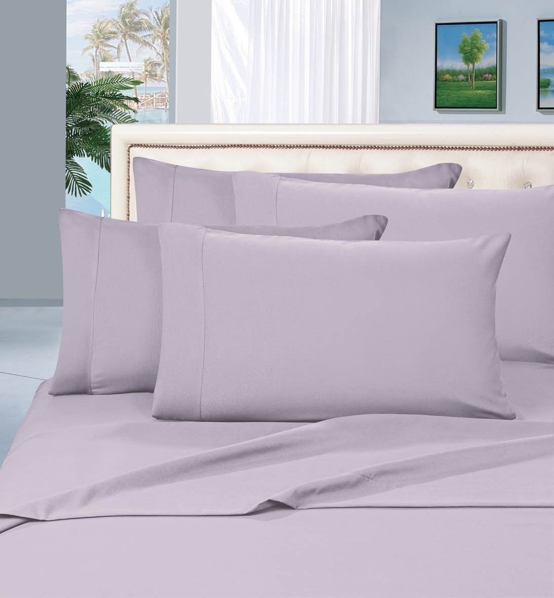 Lilac King Size Hypoallergenic Cotton Pillowcases, 1500 Thread Count