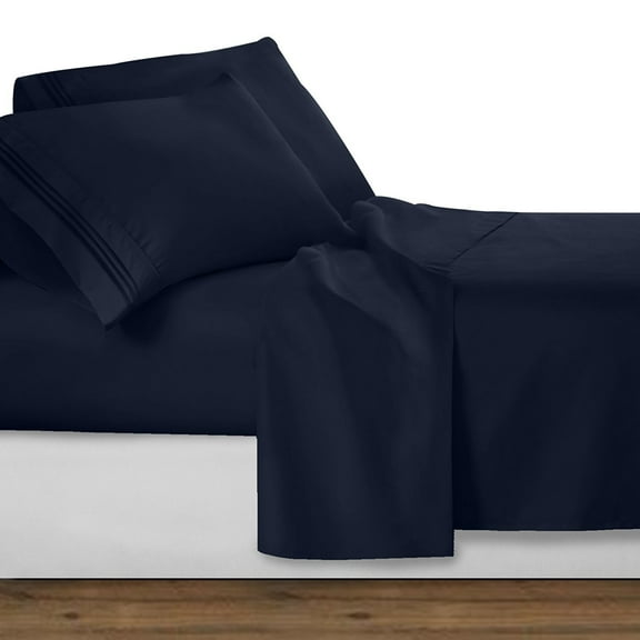 Elegant Comfort 1500 Series Wrinkle and Fade Resistant 4-Piece Bed Sheet set, Deep Pocket, HypoAllergenic - Full, Navy Blue