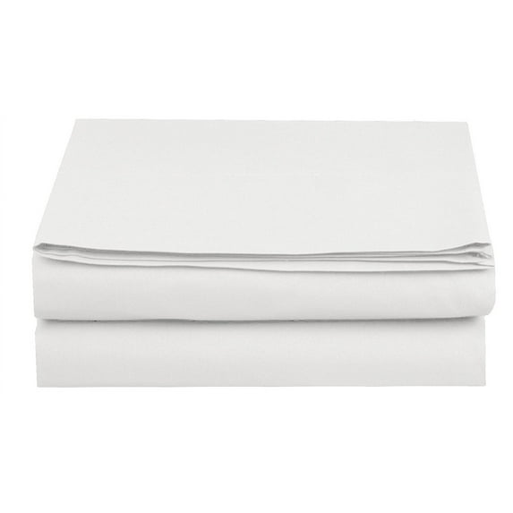 Elegant Comfort 1500 TC White Solid Print Microfiber Flat Bed Sheets, Twin - No Shrinkage Durable