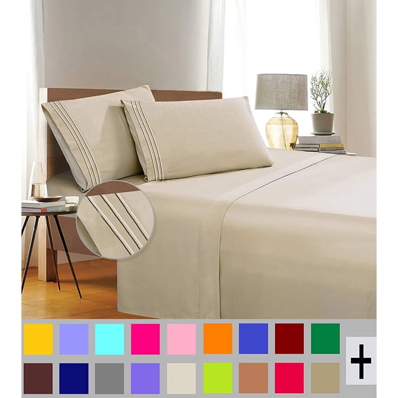 Elegant Comfort 1500 Thread Count 2 Pieces Pillowcase Standard, Cream