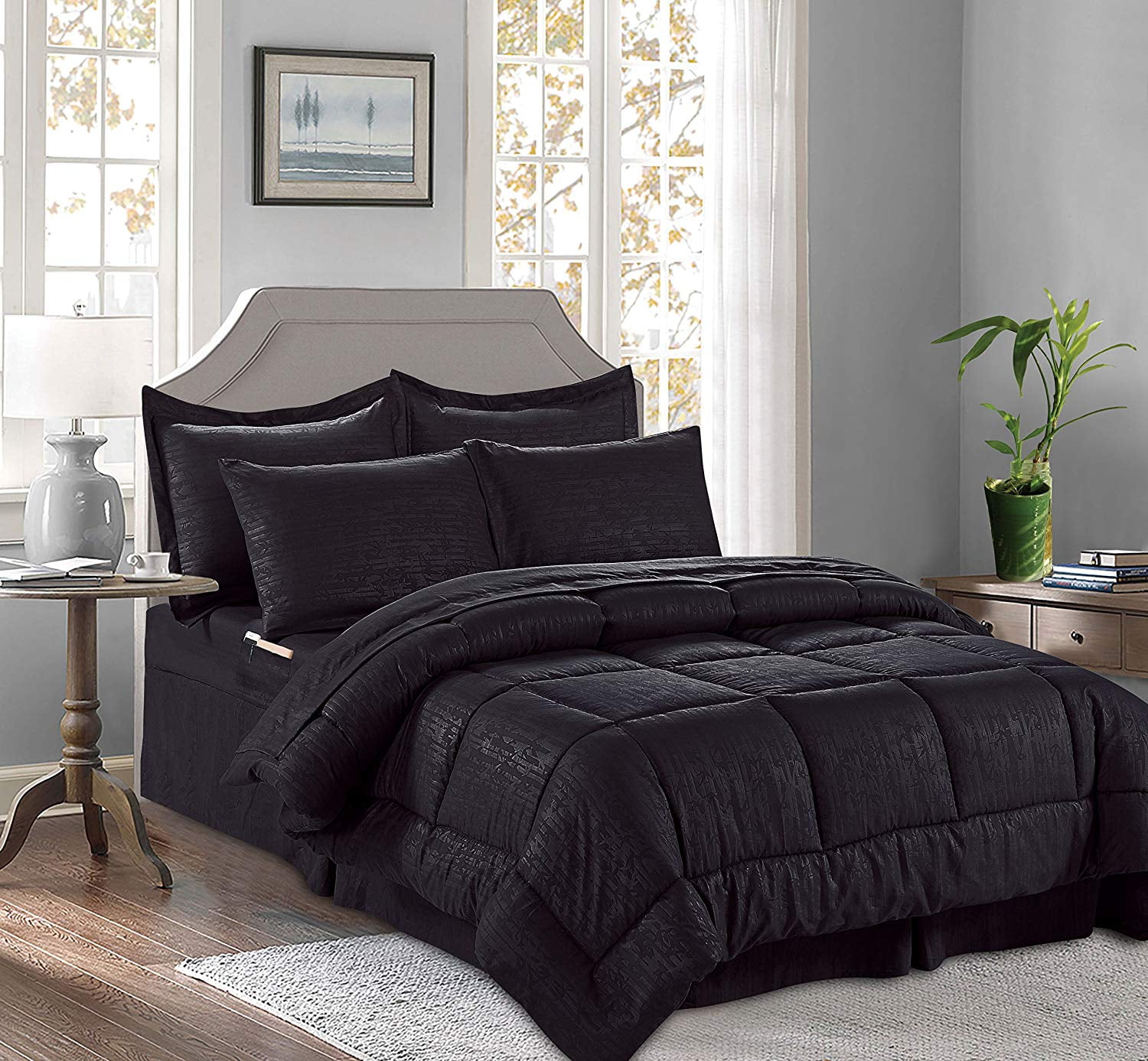 Elegant Comfort 1500 Thread Count 8 Piece Bed In A Bag, Full/Queen With Comforter, Bed Skirt, Pillow Shams, Flat Sheet, Fitted Sheet, Pillowcases