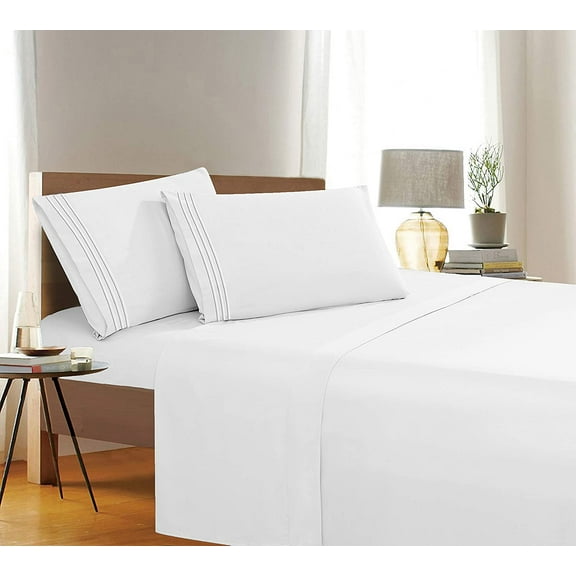 Elegant Comfort Luxury Soft Durable Wrinkle-resistant Fade-resistant King White Microfiber Bed Sheets