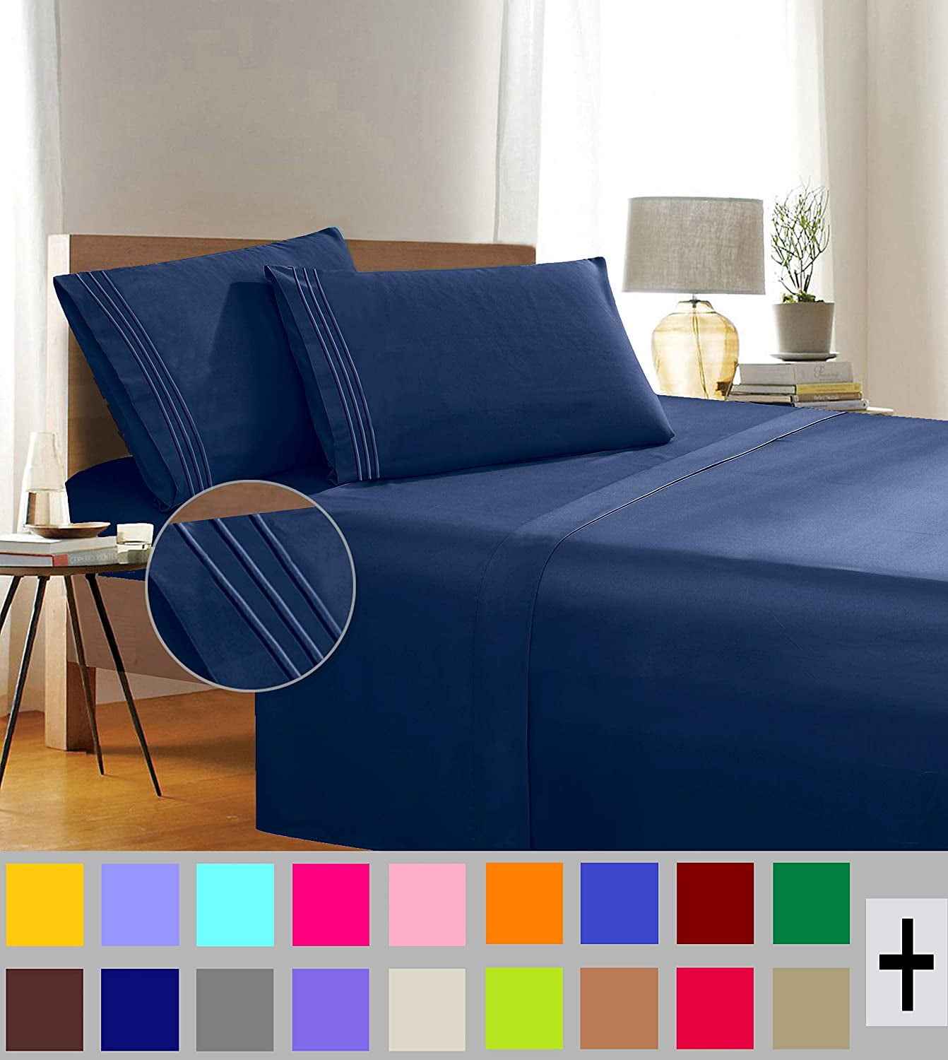 Elegant Comfort 1500 Thread Count Blue Microfiber Flat Sheet Twin (3 Pieces)