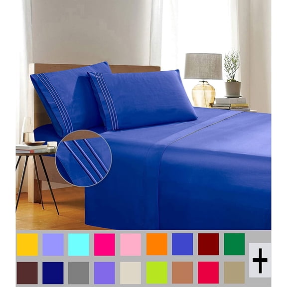 Elegant Comfort 1500 Thread Count Blue Microfiber Flat Sheets, King, (5 Pieces)