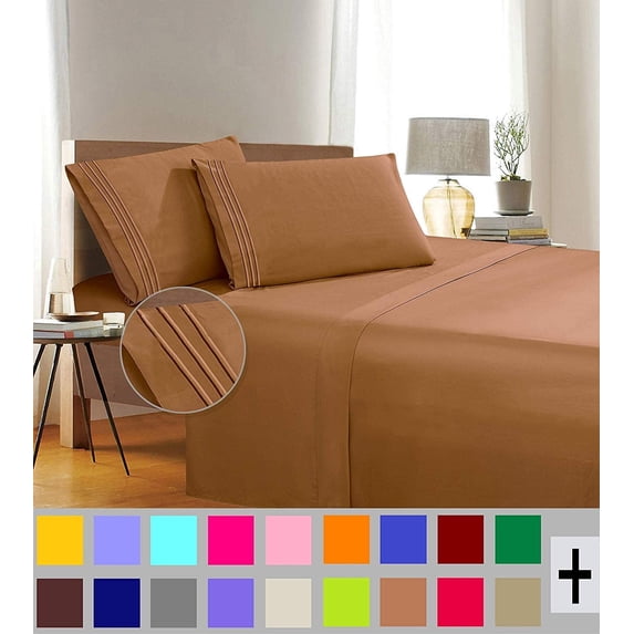 Elegant Comfort 1500 Thread Count Brown Microfiber Flat Sheets King (5 Pieces)